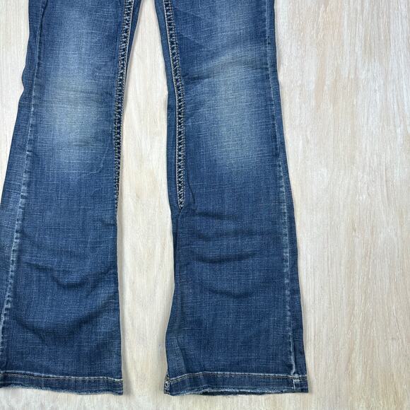 Silver Jeans Pica Low Rise Medium Wash Relaxed Flare Leg Y2K Denim Jeans 26 - Picture 4 of 15